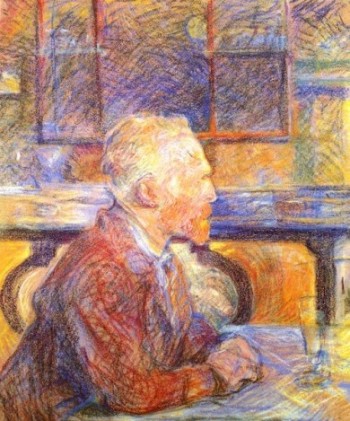 Vincent van Gogh 1887 im Cafe Tambourin  Gemälde von Henry Toulouse Lautrec